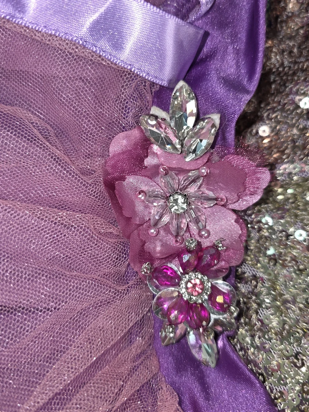 Weissman Keep The Beat 17370 Purple Pink Sequin Tulle Ballet Costume Dance SC*